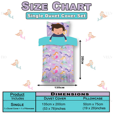 Transform your child’s bedroom into a magical underwater world with this adorable Mermaid-themed duvet cover set. Made from 100% polyester microfiber, this bedding is incredibly soft, smooth, and gentle on sensitive skin — perfect for little dreamers.

