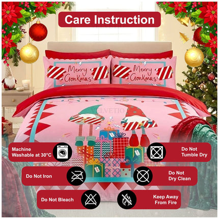 Christmas Merry Gonkmas Microfibre Bedding with Playful Seasonal Pattern and Coordinating Pillowcases
