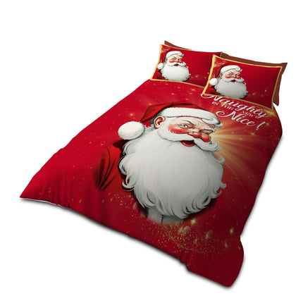 Bring some cheeky festive charm to your bedroom with the "Naughty Is the New Nice" Christmas Duvet Cover & Bedding Set – perfect for those who like their holiday décor with a sense of humour. This playful bedding set features bold seasonal colours and fun typography that make a statement, whether you're decorating a guest room, teen's room, or your own. Made from 100% polyester microfibre, the fabric is soft, warm, and lightweight, giving you a comfortable and cosy sleep experience during the chilly winter 