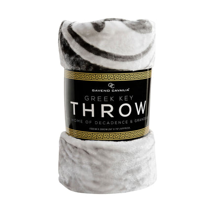Introducing the Greek Border Throw This meticulously crafted throw boasts a striking Greek border design and is made from high-quality, soft, and skin-friendly 100% polyester (inspired by luxurious Mink faux fur fleece). Its sophisticated grey hue and intricate detailing not only elevate your home décor but also ensure exceptional warmth and insulation, making each moment spent with it a testament to lasting comfort and style.