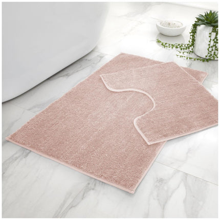 SHINY BATH MAT SET is perfect to add a luxurious look to your bathroom. The ultra plush and large design is water-absorbent and machine washable at 30°C. It features a glittering pink hue and anti-slip technology for ultimate safety and comfort.