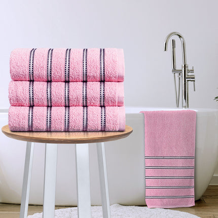 BROMLEY STRIPE Bath Sheet in Pink gentle soft absorbent striped towel