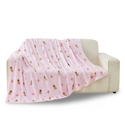 Puppy Flannel Throw for Sofa – Decorative home blanket featuring an adorable puppy-themed design, ideal for styling across a couch or lounge chair and creating a cheerful, welcoming atmosphere indoors.