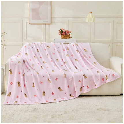 Cute Dog Print Decorative Blanket – Charming throw with a playful puppy-inspired appearance, making a delightful addition to bedrooms, family rooms and comfortable seating areas for animal-loving home décor.