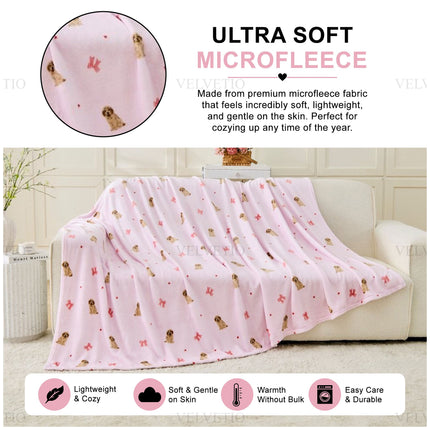 Adorable Puppy Pattern Flannel Blanket – Characterful home accessory with a sweet canine-inspired design, perfect for refreshing your interior styling and creating an inviting look in relaxing spaces around the home.