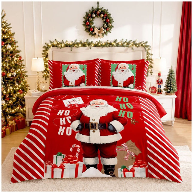 Santa Mail Microfibre Christmas Bedding Set with Seasonal Duvet Cover and Matching Pillowcases