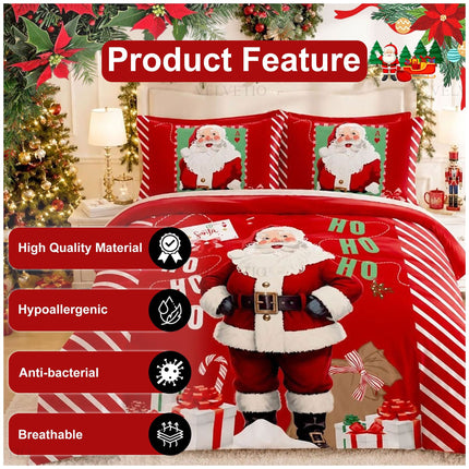 Christmas Santa Mail Duvet Cover in Soft Microfibre Fabric for a Cheerful Winter Bedroom