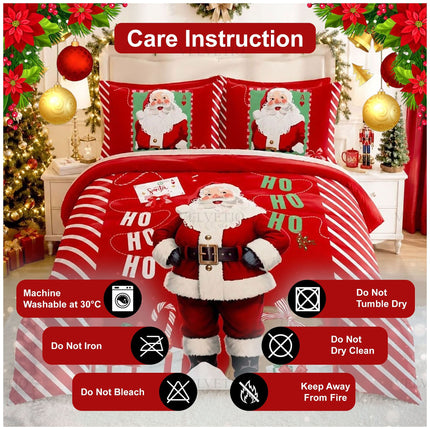 Santa Mail Christmas Microfiber Duvet Set with Decorative Holiday Pattern for Seasonal Bedroom