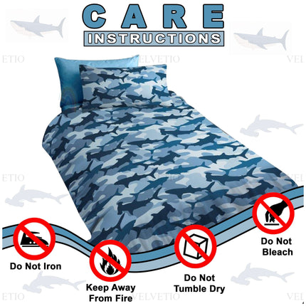 Transform your child's bedroom into an ocean explorer’s dream with our Shark Camouflage Duvet Cover Set. Featuring a bold shark silhouette pattern in cool marine blues, this set is perfect for young adventurers. Made from ultra-soft 100% microfiber polyester, it’s breathable, hypoallergenic, and gentle on sensitive skin.