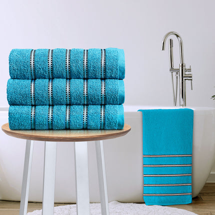 BROMLEY STRIPE Bath Sheet in Teal soft quick dry absorbent striped bath towel