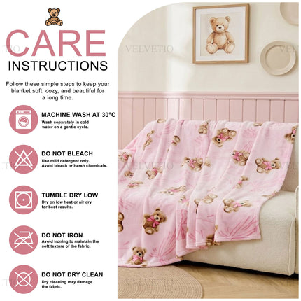 Bear and Bow Print Home Throw featuring a distinctive patterned finish, offering an easy way to introduce personality and decorative detail to bedrooms and living areas.