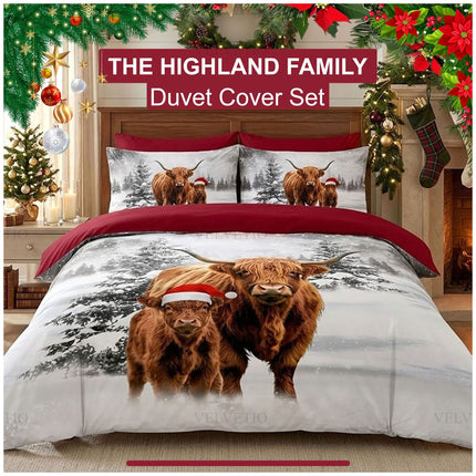 Cosy Microfiber The Highland Family Christmas Bedding for Seasonal Bedroom Decoration