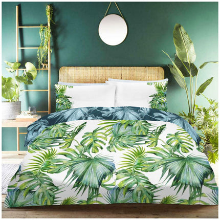 Made from a soft and breathable 50% cotton and 50% polyester blend, it offers the comfort of cotton with the durability and wrinkle-resistance of polyester. The reversible design allows for an easy style switch, while the matching pillowcases complete the look for a coordinated finish.

