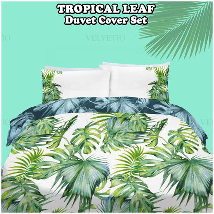 Add a fresh burst of nature to your bedroom with this Tropical Leaf Duvet Cover Set, featuring a vibrant green palm and monstera leaf print on soft polycotton fabric. Designed for both comfort and style, this reversible set includes matching pillowcases and offers a breathable, hypoallergenic, and easy-to-care-for option for everyday bedding. Perfect for creating a serene, tropical escape in your own home.