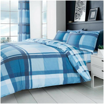 Bring timeless style and everyday comfort to your bedroom with this Printed Waverly Check Duvet Cover Set. Featuring a bold, reversible blue check design, it offers two fresh looks in one and comes complete with matching pillowcases for a coordinated finish. Made from a soft and breathable 50% cotton, 50% polyester blend, this set is lightweight, durable, and easy to care for—perfect for year-round use.