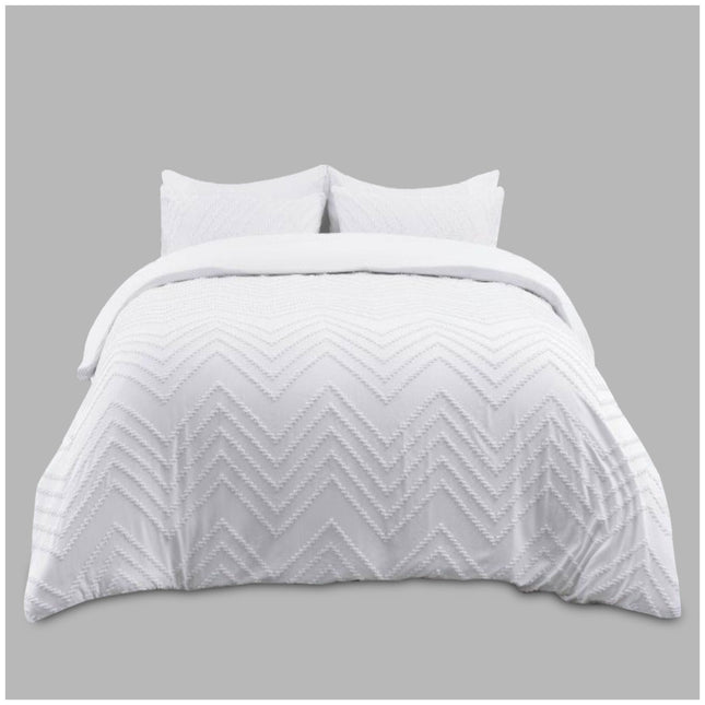 Luther microfiber duvet cover neatly styled on queen bed