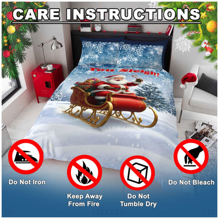 Ideal for kids, teens, and adults alike, the “You Sleigh” duvet set adds a lighthearted touch to any bedroom. It’s great for guest rooms, dorm rooms, or anyone who enjoys a bit of Christmas cheer with their cozy sleep.